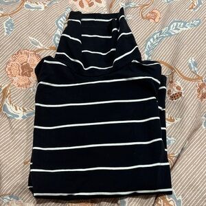 Talbots Black and White Striped Turtleneck Tee